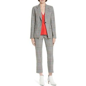 Lewit Check Print One Button Notched Lapel Blazer